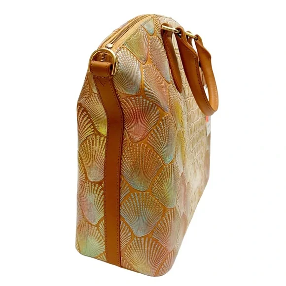 Brahmin Large Duxbury Satchel Scallop Bondi Pastel Seashell Embossed Leather - Picture 9 of 13